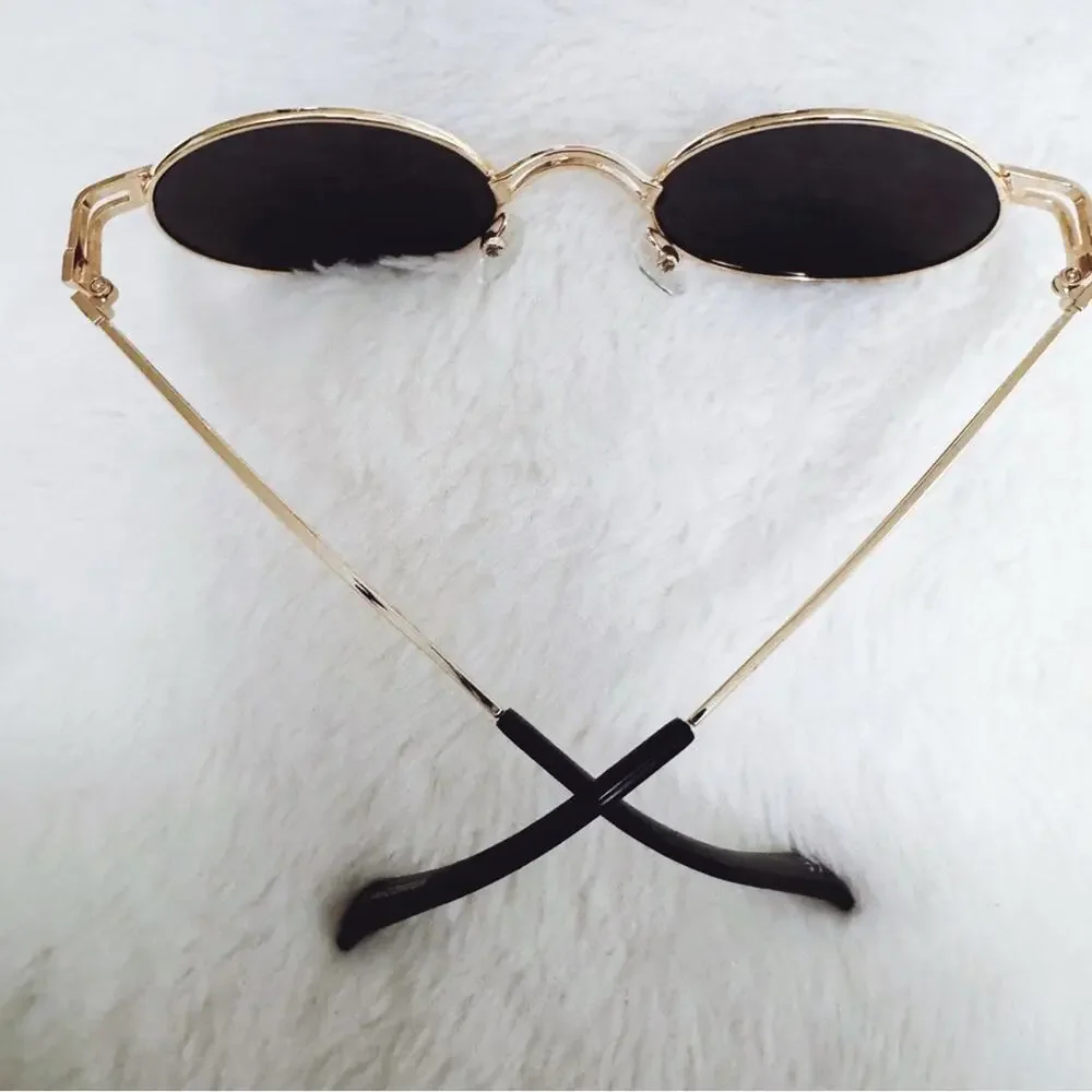 Brandon Black with Gold Rim Round Sunglasses